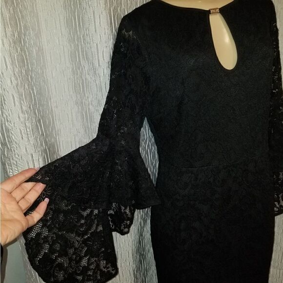 Vfshow Womens Floral Lace Keyhole Front Ruffle Bell Sleeve Formal Evening Large - Picture 6 of 14